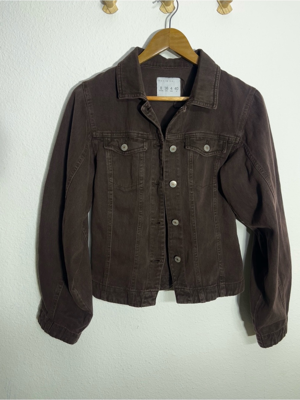 DENIM CO • barrel sleeve fit and flare brown jean jacket